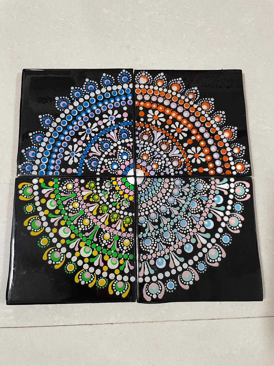Resin Mandala Serving Tray and Coasters