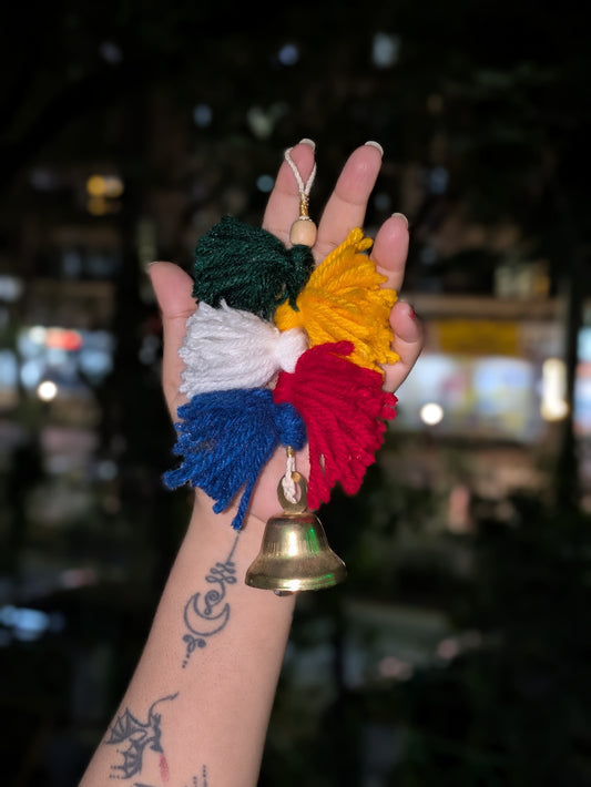 Handcrafted Multicolor Wool Tassel Bell Hanging