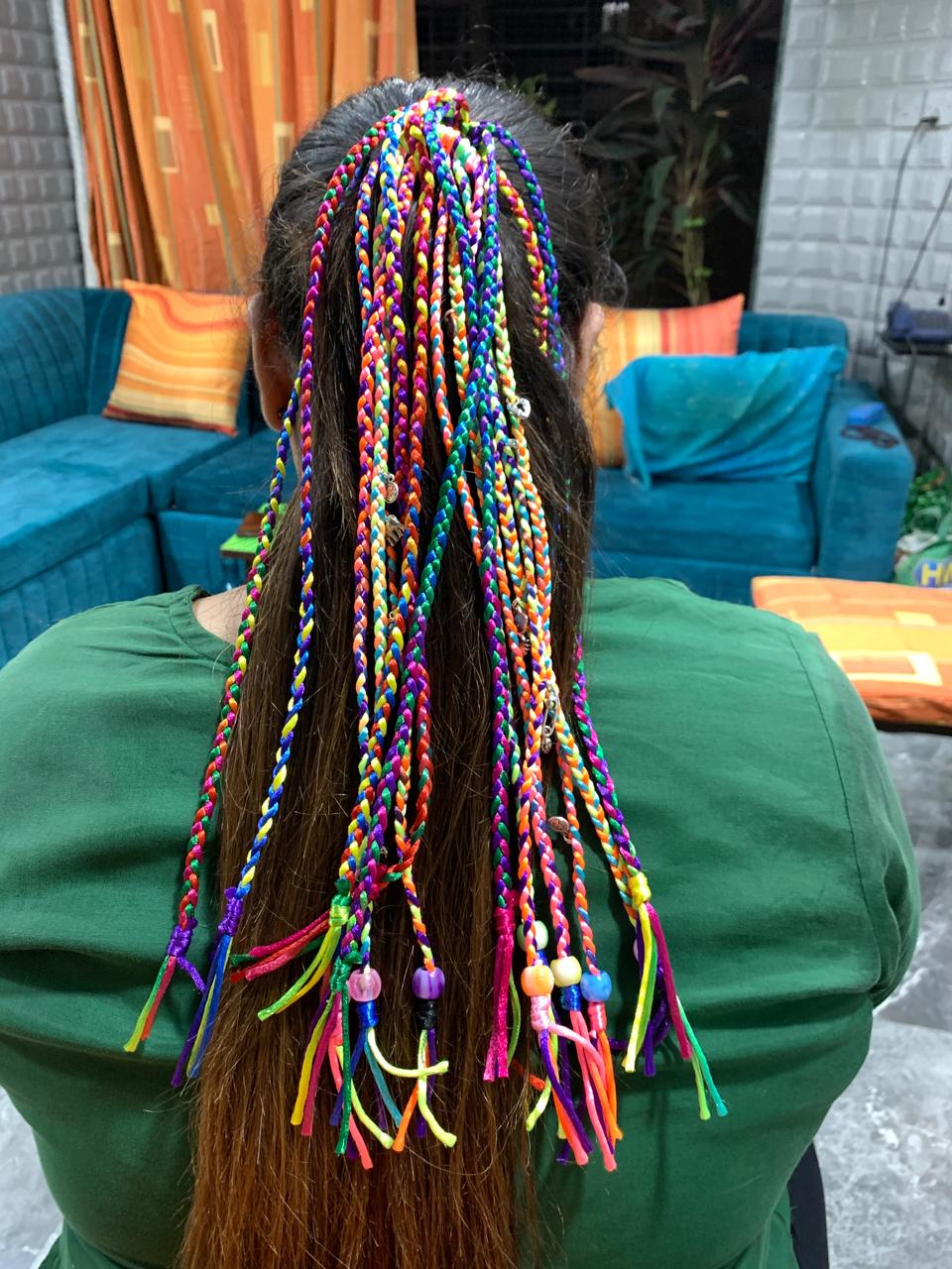 Colorful hair braids