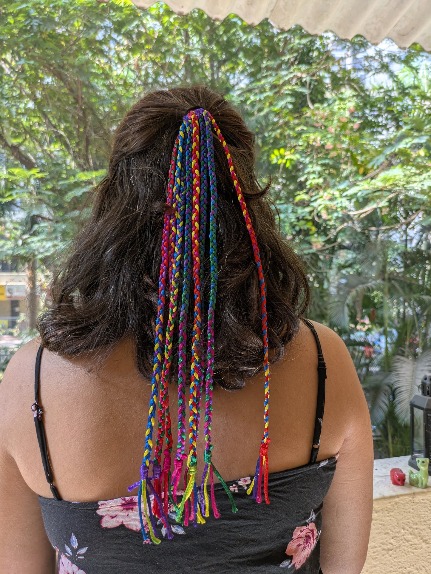 Colorful hair braids