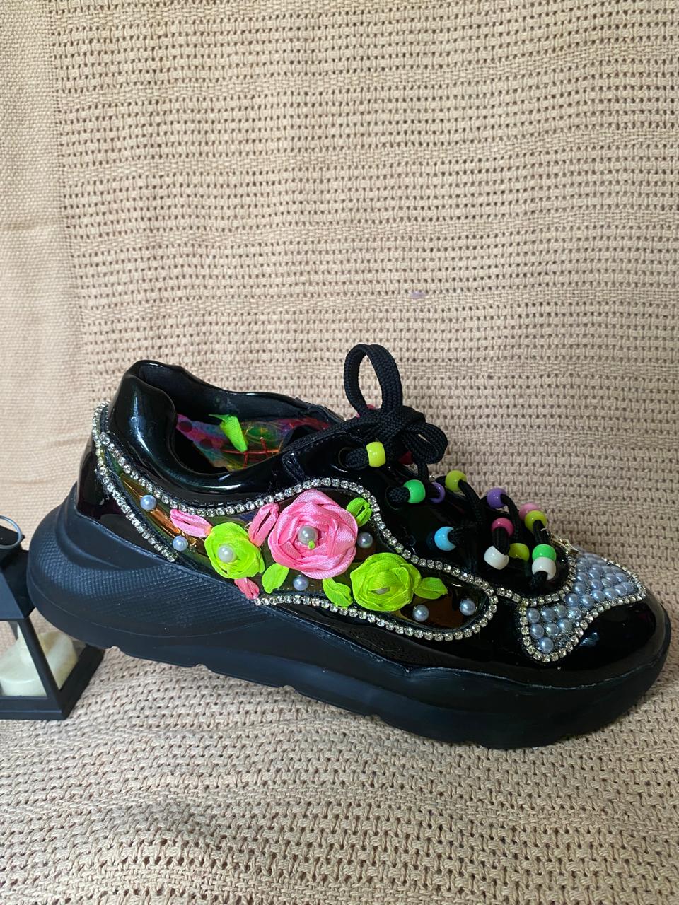 Hand-Embellished Desi Sneakers – Fusion Footwear for Festive Flair