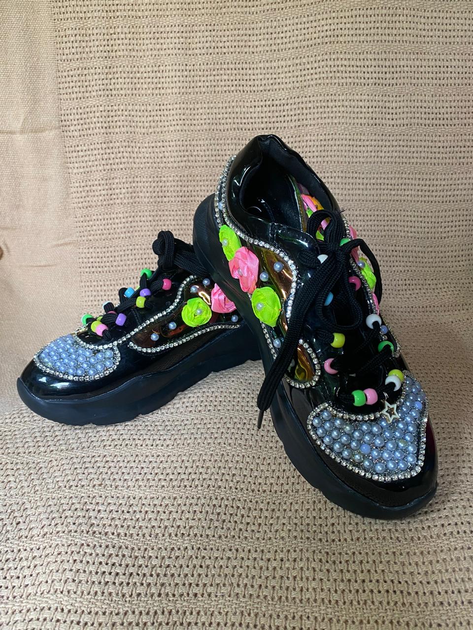 Hand-Embellished Desi Sneakers – Fusion Footwear for Festive Flair