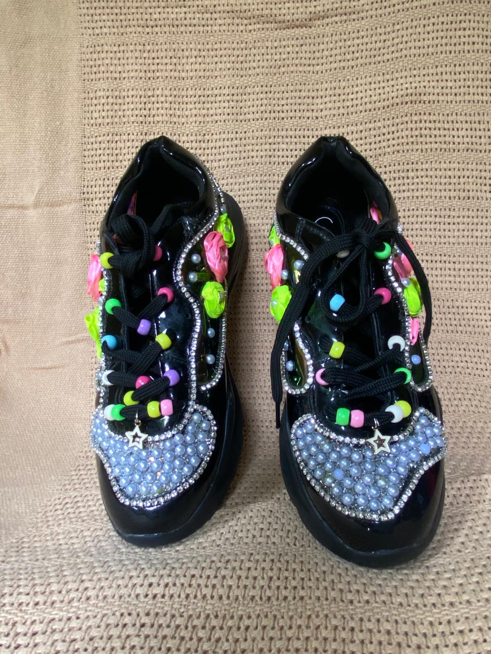 Hand-Embellished Desi Sneakers – Fusion Footwear for Festive Flair