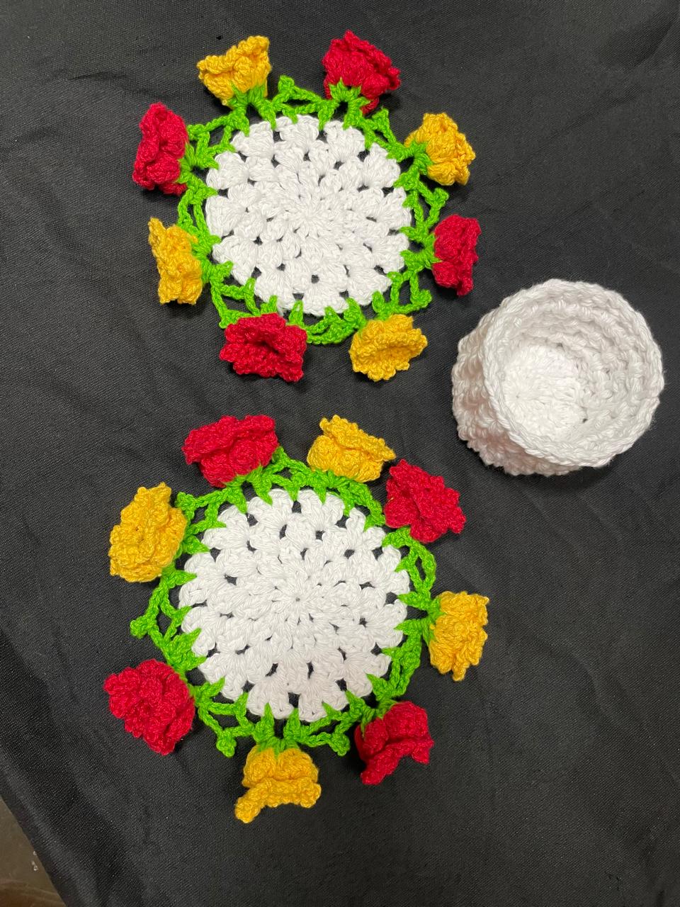 Crochet Flower Coasters Set