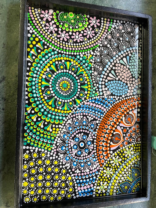 Resin Mandala Serving Tray and Coasters