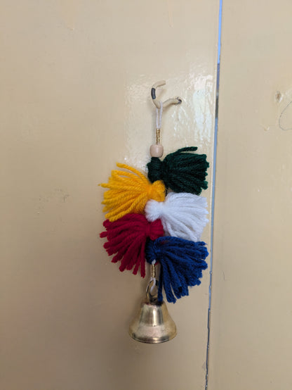 Handcrafted Multicolor Wool Tassel Bell Hanging
