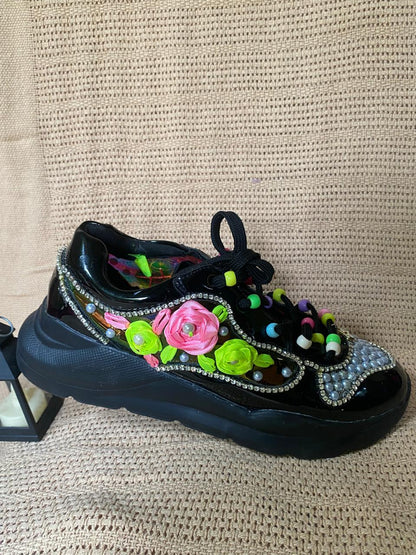 Hand-Embellished Desi Sneakers – Fusion Footwear for Festive Flair