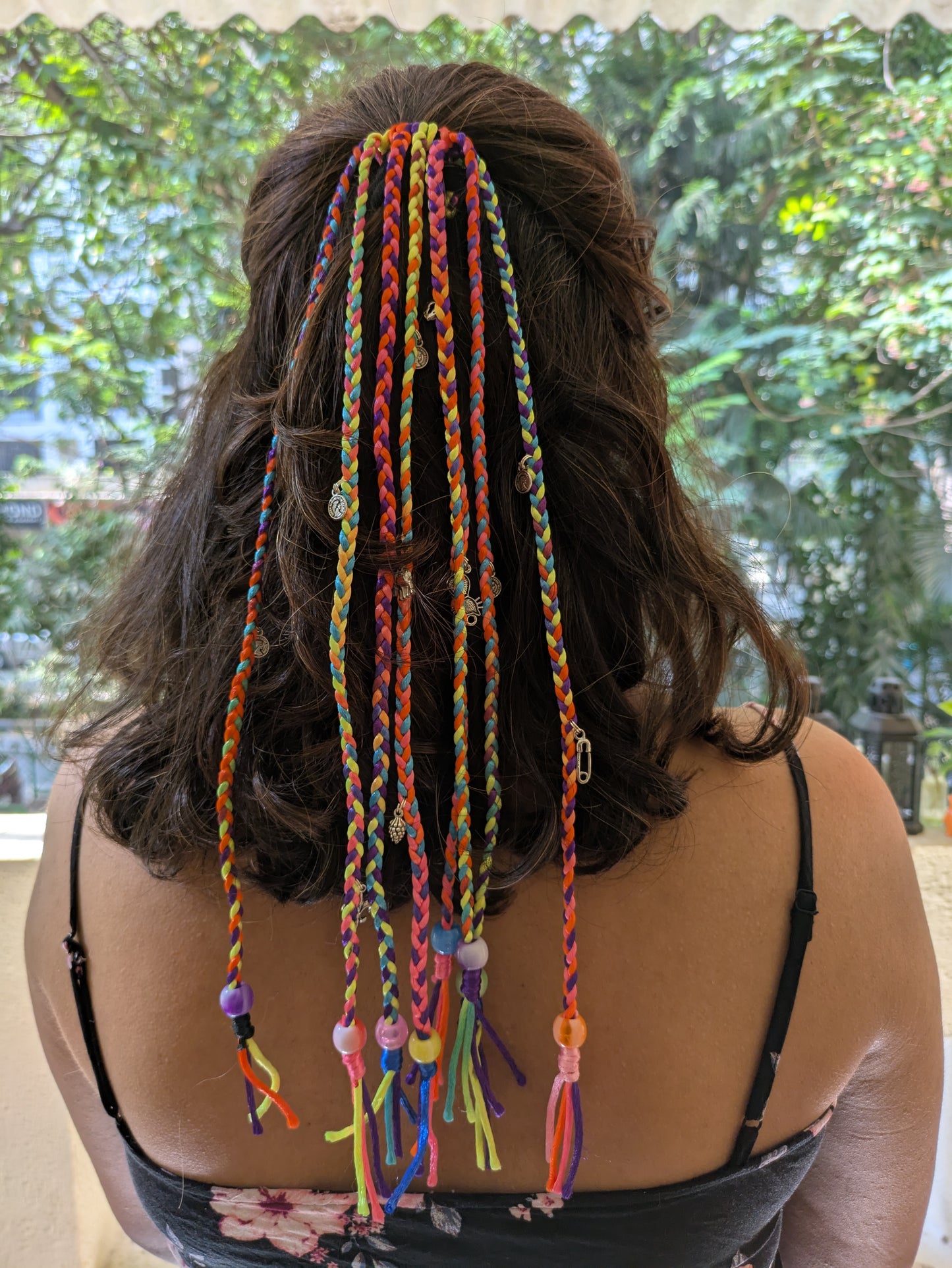Colorful hair braids